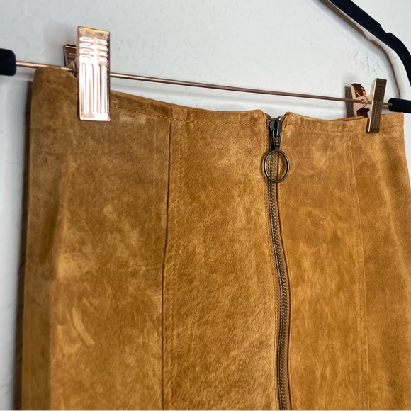 Revolve Capulet Tan Suede Leather Two-Way Zip Mini Skirt Size X-Small - Picture 10 of 10